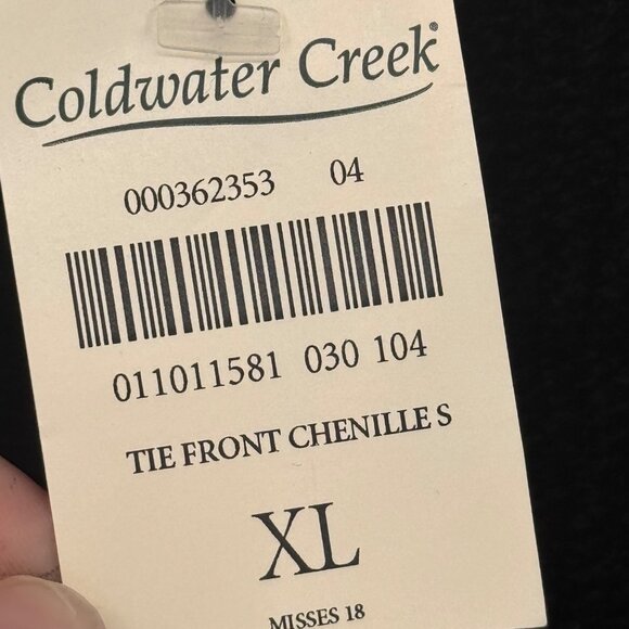 Coldwater Creek Black Tie Front Chenille Cardigan size  XL Womens Knit USA new - Picture 3 of 10